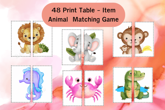 48 Print Table Animal Matching Game: A Creative Tool for Early Learning