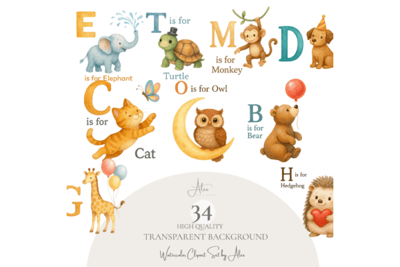 Animal Alphabet Clipart PNG Set: A Designer's Asset