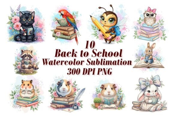 Animal School Watercolor Sublimation: Whimsical Designs for Creative Projects