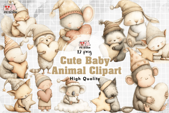 Charming Cute Baby Animal Clipart PNG for Creative Projects