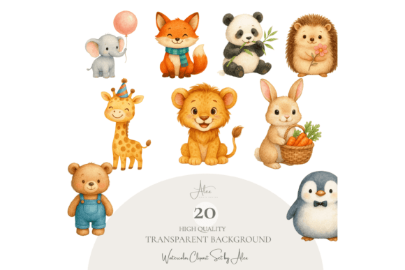 Charming Design Assets: The Cute Cartoon Animal Clipart Set