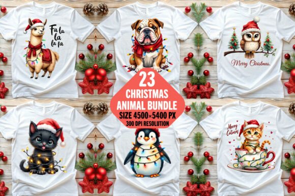 Christmas Animal Sublimation PNG Bundle for Festive Designs