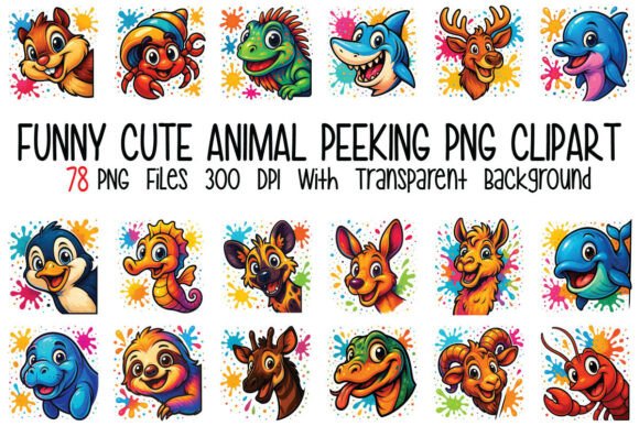 Funny Cute Animal Peeking PNG Bundle: Your Secret Weapon for Charming Designs
