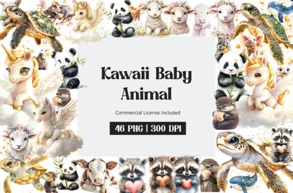Kawaii Baby Animal Clipart: A Charming Touch for Your Designs