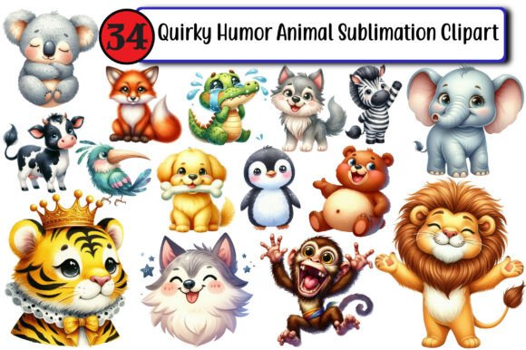 Quirky Humor Animal Sublimation Clipart: Your Playful Design Secret Weapon