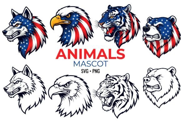 USA Flag Patriotic Animal Mascots SVG: Bold Branding Assets