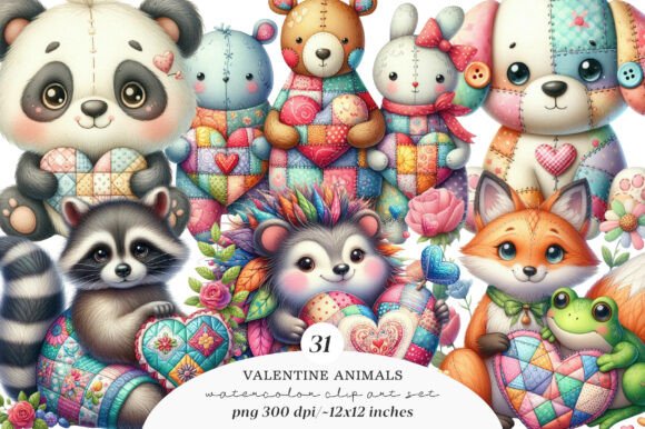 Valentine Patchwork Animal Clipart PNG: A Design Asset Deep Dive