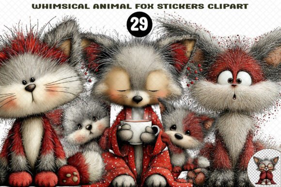 Whimsical Animal Fox Stickers Clipart: Your Next Design Essential