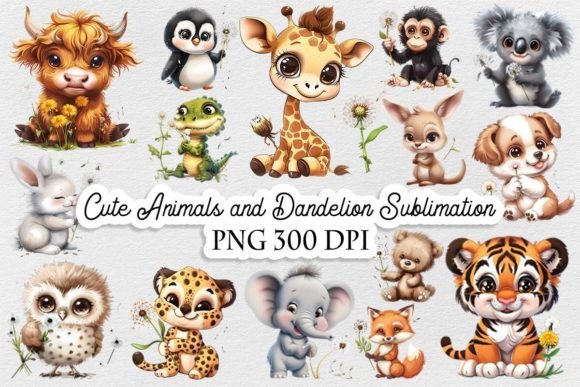 Whimsical Charm: Unlocking Cute Animal and Dandelion Sublimation