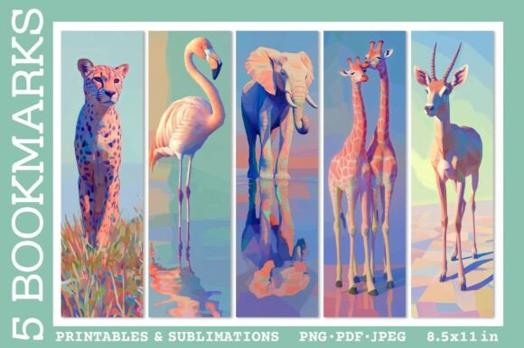 Wild Animal Bookmark PNG: Creative Book Marketing Assets