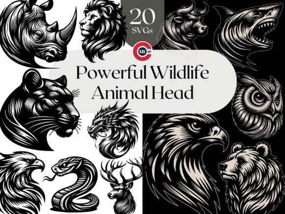 Wildlife Animal Head SVG Engraving Art for Bold Projects